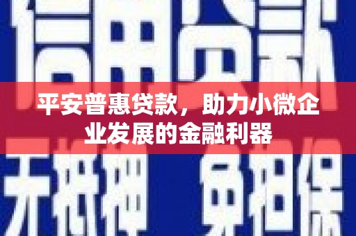 怀来平安普惠贷款，助力小微企业发展的金融利器