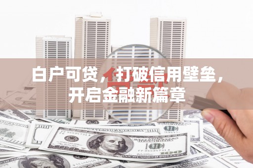 沈北新区白户可贷，打破信用壁垒，开启金融新篇章