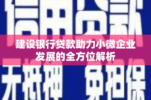 咸宁建设银行贷款助力小微企业发展的全方位解析