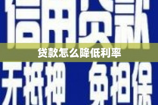 大化贷款怎么降低利率
