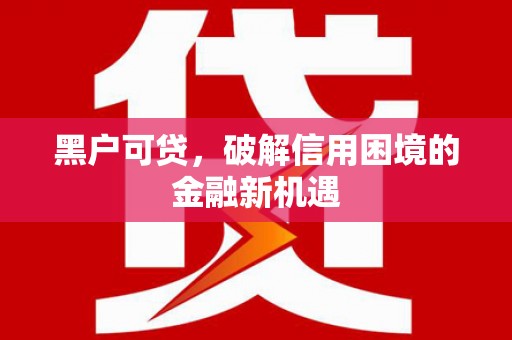 碧江黑户可贷，破解信用困境的金融新机遇